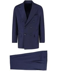 Kiton - Double-Breasted Peaked Lapel Wool Suit - Lyst
