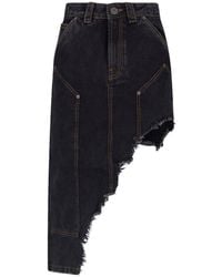 VAQUERA - Asymmetric Denim Mini Skirt - Lyst