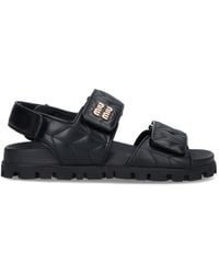 Miu Miu - Logo Sandals - Lyst