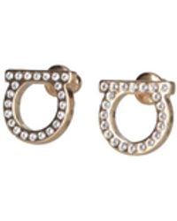 Ferragamo - Earrings With Rhinestones "Gancini" - Lyst