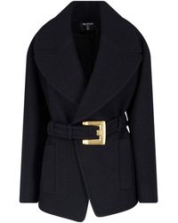 Balmain - Virgin Wool Belt Coat - Lyst