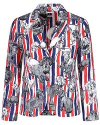 Thom Browne - Striped Dog Print Silk Blazer - Lyst