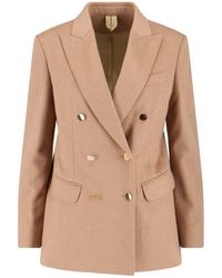 Max Mara - Double-Breasted Camel Blazer - Lyst