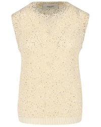 Golden Goose - Sequin Knit Tank Top Cream - Lyst