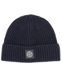 Stone Island - Virgin Wool Logo Beanie - Lyst