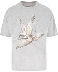 Maison Margiela - Crew Neck T-Shirt With Unique Creased Bird Print - Lyst