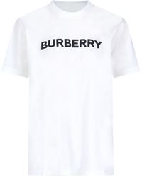 Burberry - Logo print crew neck t-shirt e polos - Lyst