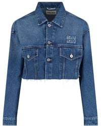 Miu Miu - Logo Crop Jacket - Lyst