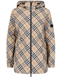 Burberry - Hooded Zip-Front Check Jacket - Lyst