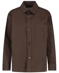 Saint Laurent - Cassandre-Embroidered Cotton Shirt - Lyst