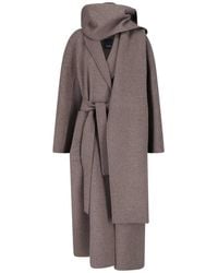 Max Mara - Virgin Wool Coat With Scarf - Lyst