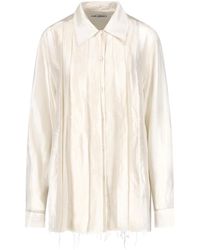 Our Legacy - Cream Tuxedo-Style Pleated Viscose-Blend Blouse - Lyst