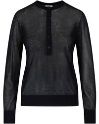 Filippa K - Lightweight Semi-Sheer Round Neck Sweater - Lyst
