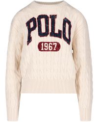 Polo Ralph Lauren Horse Logo Sweater in Navy (Blue) | Lyst