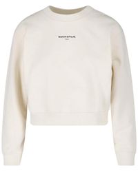Maison Kitsuné - Panna Cropped Crewneck Cotton Logo Sweatshirt - Lyst