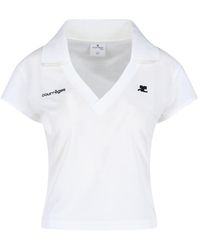 Courreges - Logo V-Neck Polo Shirt - Lyst