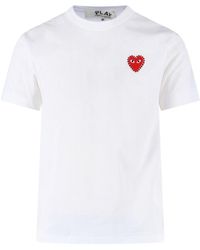 COMME DES GARÇONS PLAY - T-Shirt Con Strass Logo - Lyst
