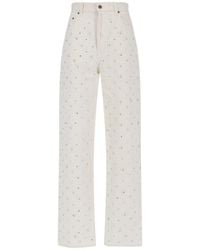 Golden Goose - High-Waisted Denim Jeans With Crystal Embellishments - Lyst