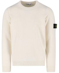 Stone Island - Virgin Wool Blend Logo Sweater - Lyst