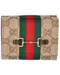 Gucci - Tri-Fold Wallet "Horsebit Web" - Lyst