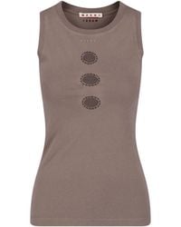Marni - Sleeveless Cotton Tank Top With Front Cutout Detail - Lyst