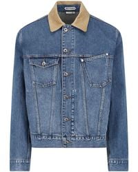 JW Anderson - Contrast Corduroy Collar Denim Jacket - Lyst