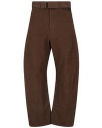 Lemaire - Wide Leg Belt Pants - Lyst