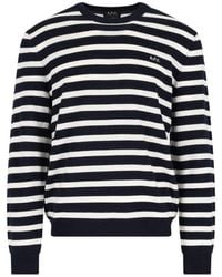 A.P.C. - Classic Striped Knit Sweater With Round Neckline - Lyst