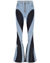 Mugler - Stretch Jersey-paneled High-rise Flared Jeans - Lyst