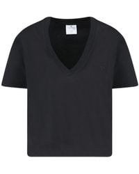 Courreges - T-Shirt Crop Scollo A V - Lyst