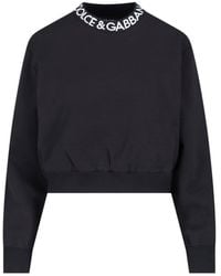 Dolce & Gabbana - Cropped Crew Neck Sweatshirt - Lyst