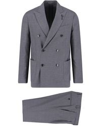 Lardini - Double-Breasted Virgin Wool Suit - Lyst