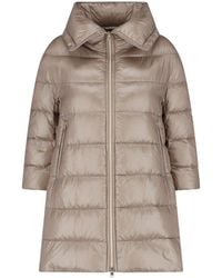 Herno - Taupe Cleofe Zip-Up Fabric Puffer Jacket - Lyst