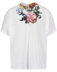 Maison Margiela - Floral Neckline Accent Cotton T-Shirt - Lyst