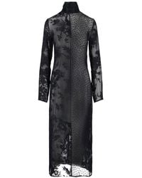 Marine Serre - Sheer Midi Dress With Floral Patterns And Scarf Detail - Lyst