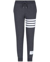 Thom Browne - Dark Cotton Jogger Pants With Striped Detailing - Lyst