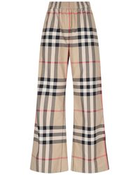Burberry - 'check' Wide Trousers - Lyst