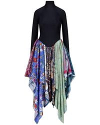 Marine Serre - Mid-Length Dress With Upcycled Scarf - Lyst