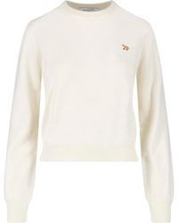 Maison Kitsuné - Cream Baby Fox Merino Wool Sweater - Lyst