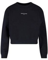Maison Kitsuné - Cropped Crewneck Cotton Logo Sweatshirt - Lyst