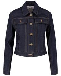 Thom Browne - Cropped Structured Denim Logo Jacket - Lyst