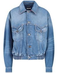 Versace - Cotton Denim Signature Details Jacket - Lyst