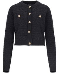 Versace - Tweed Cropped Cardigan - Lyst