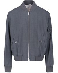 Thom Browne - Wool Bomber Jacket With Iconic Stripe Details - Lyst