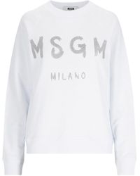 MSGM - Felpa Girocollo Logo - Lyst