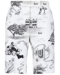 Thom Browne - Hector Toile Print Cotton Shorts - Lyst