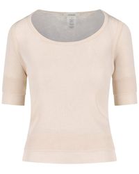 Lemaire - Cream Viscose Silk Three-Quarter Sleeve T-Shirt - Lyst