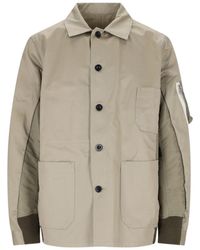 Sacai - Nylon Detail Shirt Jacket - Lyst