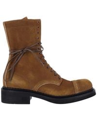 Miu Miu - Suede Lace Up Ankle Boots - Lyst
