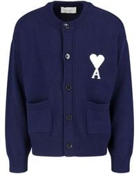 Ami Paris - Ami De Coeur Round Neck Cardigan - Lyst